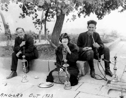 Cooper, Harrison, Schoedsack during the shooting of "Grass"